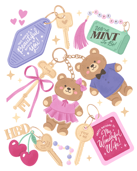 birthday keys keychain romantic