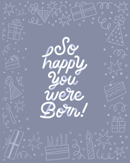 birthday lineart born candle cake present star confetti hat 