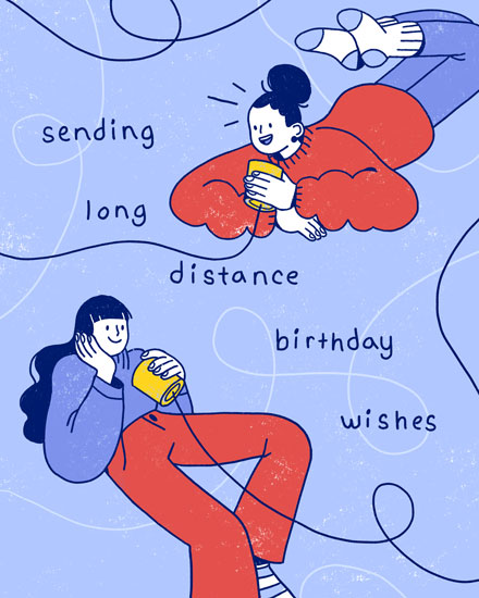 birthday card sending long distance birthday wishes old school phone cups