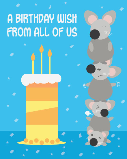 happy birthday card mice totem pole