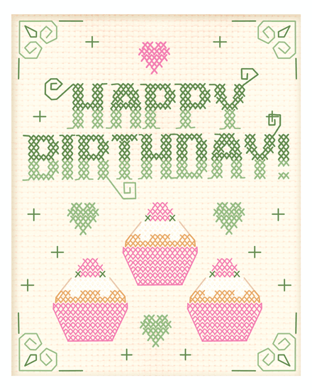birthday needlepoint cross stitch cupcake hobby sewing sew pattern heart craft