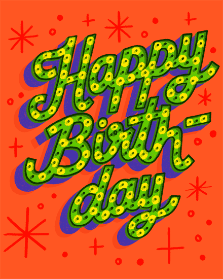 birthday neon lights orange