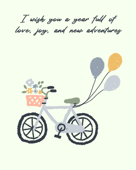 birthday new adventure bike balloon bicycle flower basket