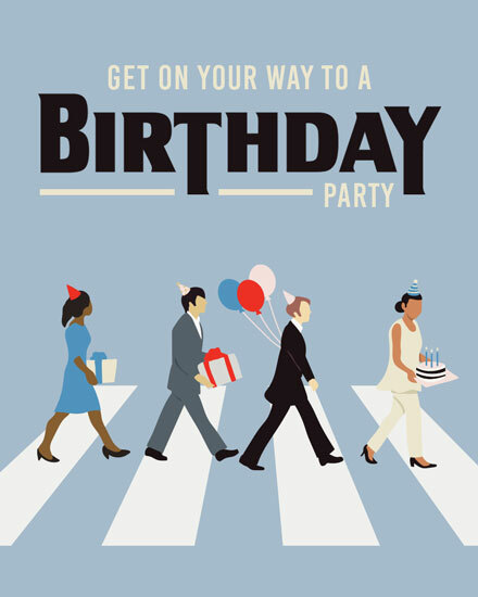 birthday on our way invitation gg abbey road beatles walk pedestrian gift balloons cake present poc