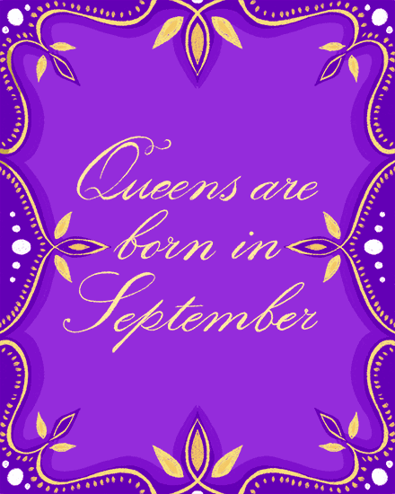 only queens september birthday card pattern girly