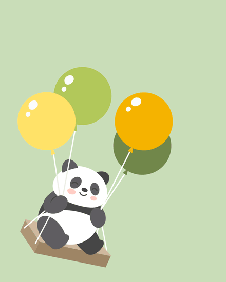 birthday panda balloon swing float fly cute bear