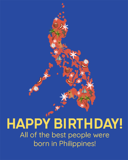 philippines birthday card country star coconut  asia