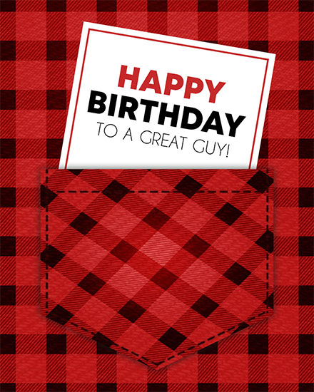 birthday card happy birthday to a great guy buffalo plaid shirt pocket corporate professional