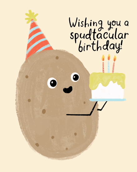 birthday potato spud cake party hat happy pun