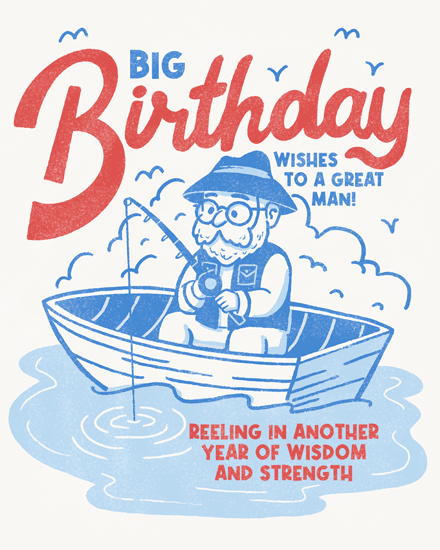 birthday retro old man fish fishing
