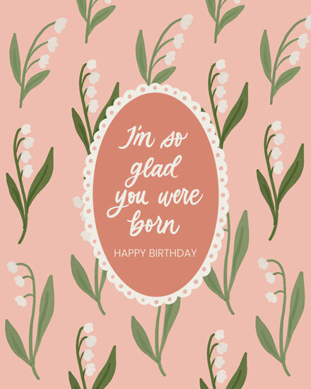 birthday romantic floral lettering