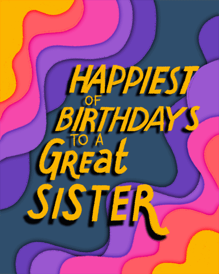 birthday card sister colorful swirls