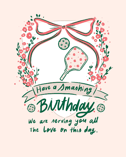 birthday smashing pickleball bow ribbon flower