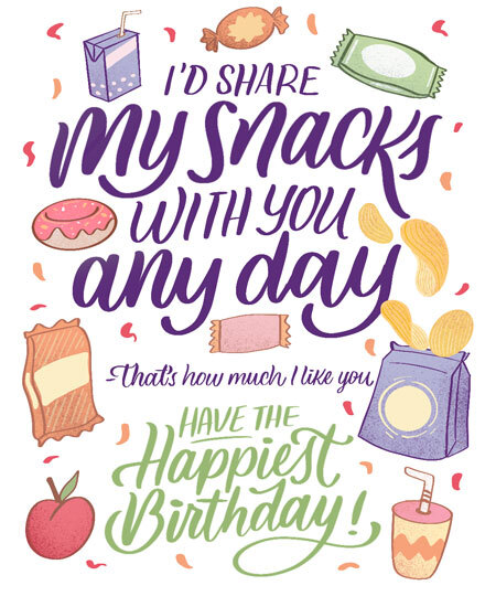 birthday snacks i like you confetti apple juice chips candies donut