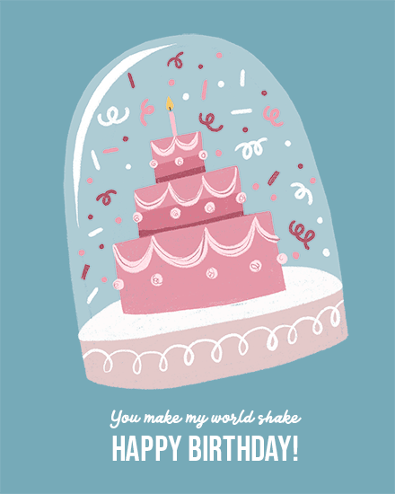birthday snow globe cake confetti