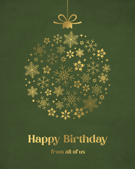 birthday snowflakes ornament gold snow sparkle shine
