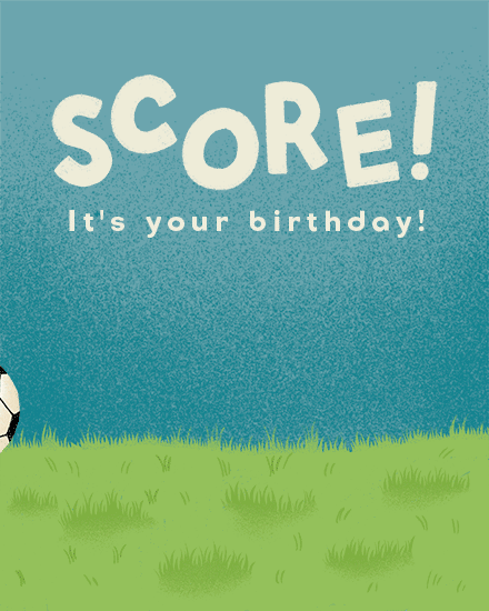 soccer football birthday card sports  goal score grass uk