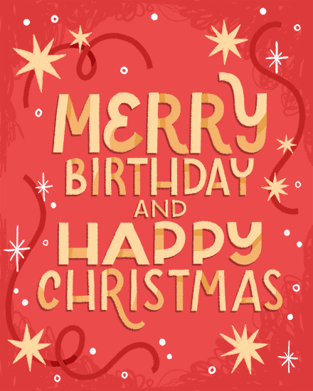 happy birthday card stars merry christmas