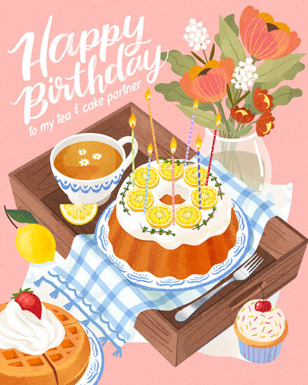 birthday tea cakes waffles cupcake flower lemon strawberry
