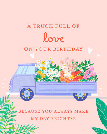 birthday truck full of love flower gg