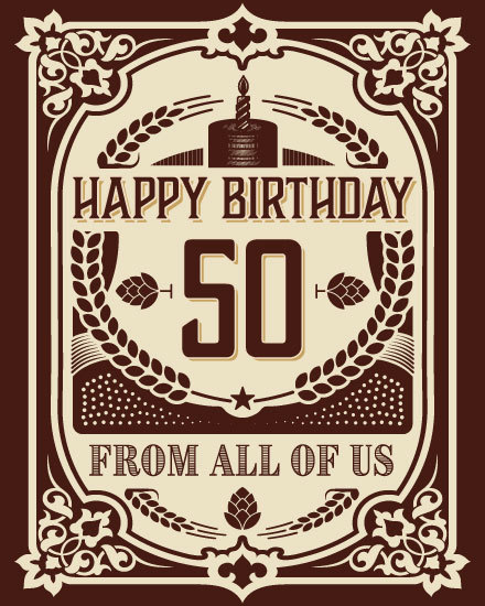 birthday card vintage retro 50 50th 50s fifty ornament frame corporate professional