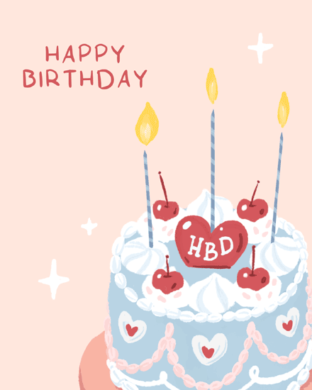 birthday vintage cherry heart cake