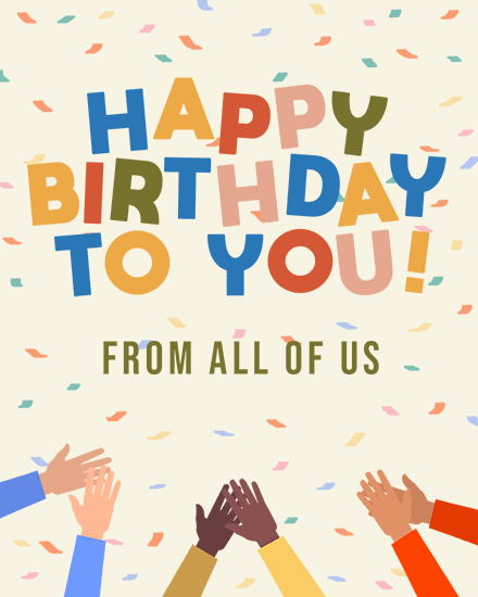 work applause birthday card clap confetti poc