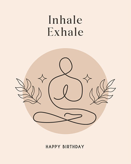 birthday yoga lines leaf yogi star relax meditate inhale exhale