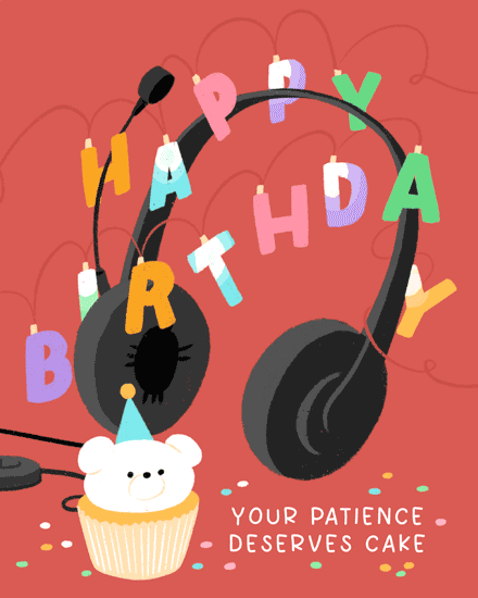 birthday by profession customer service headset cupcake
