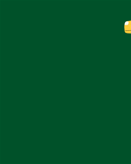Minimalist dark green background with a small yellow accent in the top-right corner