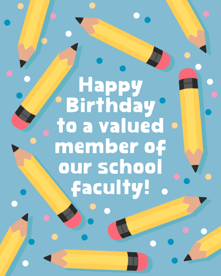 birthday by profession educators pencils confetti dots round circle