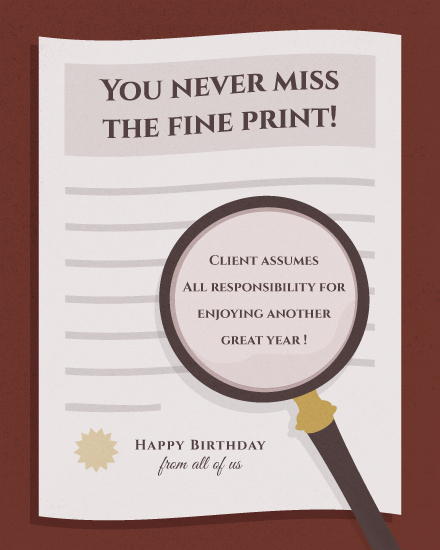 birthday by profession fine print lawyer magnifying glass