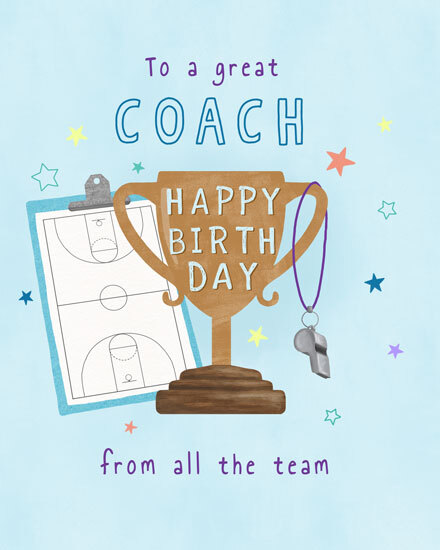 birthday by profession great coach trophy whistle star