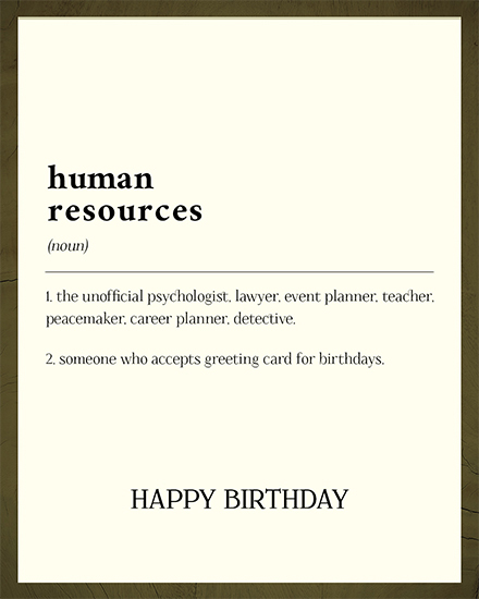 birthday by profession card hr dictionary definition meaning human resource