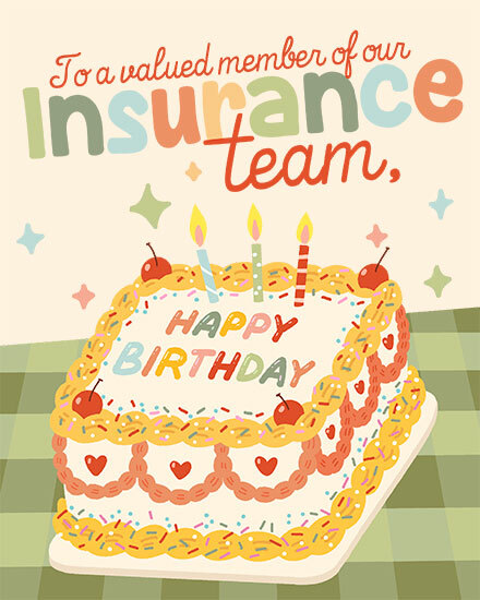 birthday by profession insurance team cake star candle sprinkles