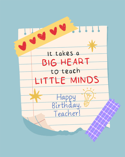 birthday by profession teacher big heart little minds