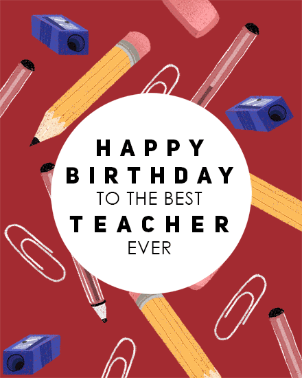 birthday by profession teacher supplies falling pencil eraser clip pen sharpener