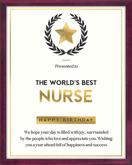 birthday by profession worlds best nurse star plant gold certificate plaque award world