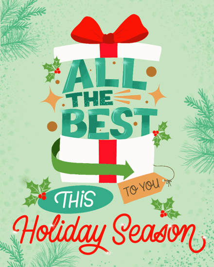 all the best present holiday season card gift snow plants sparkle star