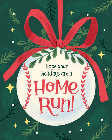 holiday season baseball home run ornament