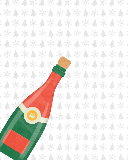 holiday season holiday card bottle of champagne