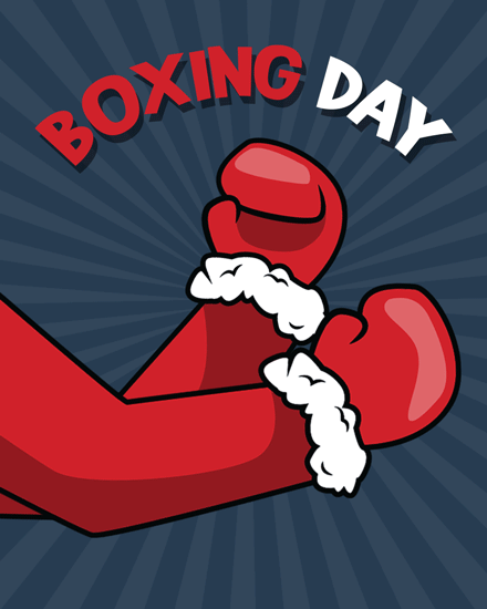holiday season boxing day card boxing gloves