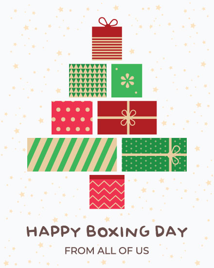holiday season boxing day card box tree