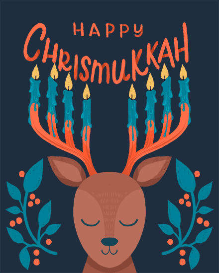 holiday season holiday card chrismukkah reindeer