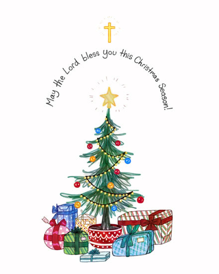 christian christmas tree holiday season card gifts star cross