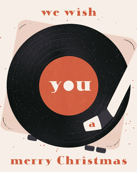 holiday season holiday card we wish you a merry christmas spinning record