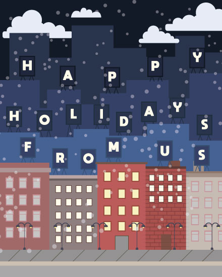 holiday season holiday card city building signs
