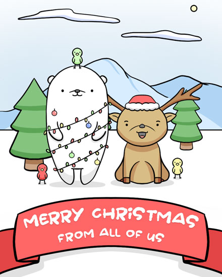 holiday season holiday card deer bear bird