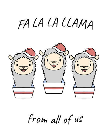 holiday season holiday card fa la la llama