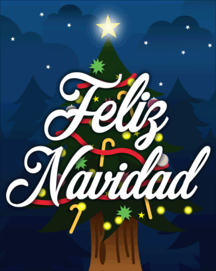 holiday season christmas card feliz navidad animated tree